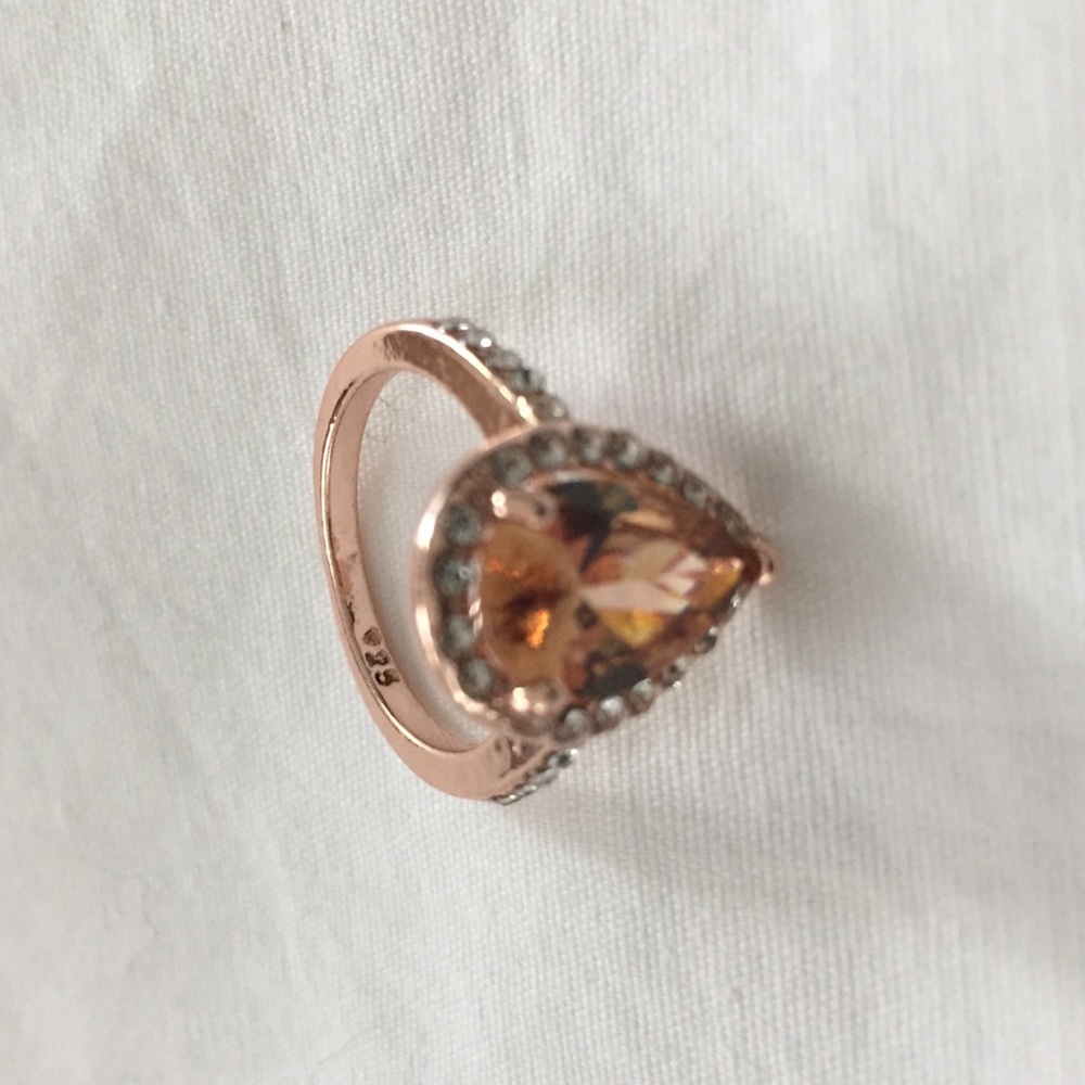 18K Rose Gold Filled Halo Morganite Ring - Picture 9 of 9
